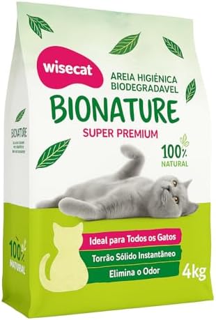 Bionature Areia Higiênica para Gatos Biodegradável Wisecat 4kg