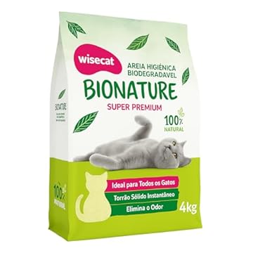 Bionature areia higiênica para gatos biodegradável Wisecat 4KG
