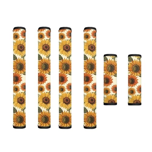 Image of Refrigerator Door Handle Covers Set of 6 Kitchen Electrical Appliance Decor Handles Waterproof Washable Fridge Microwave Dishwasher Door Cloth Protector, Sunflower Pattern