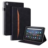 LMFULM® Hülle für Amazon Kindle Fire HD 8 2016/2017/ 2018 (8,0 Zoll) PU Lederhülle Smart Hülle mit Auto Schlaf/Wach Cover Ständer Schutzhülle Flip Cover Brieftasche Stil Schwarz