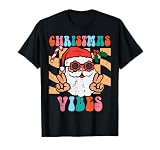 Groovy Santa Peace Christmas Vibes Retro Xmas Men Women Kids T-Shirt