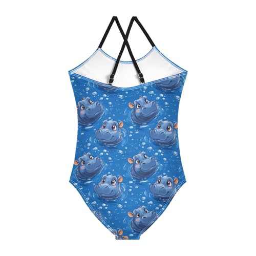 Girls Hippo Swimsuit One Piece Bathing Suit Kids Swimming Suits Beach Swimwear 3-10T2
