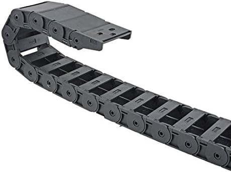 sourcing map R38 18mm x 50mm Black Plastic Semi Closed Cable Wire Carrier Drag Chain 1M Length
