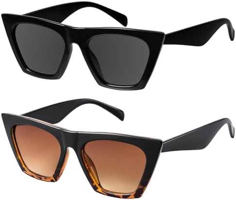 mosanana Square Cat Eye Sunglasses for Women Trendy Retro Cool MS...