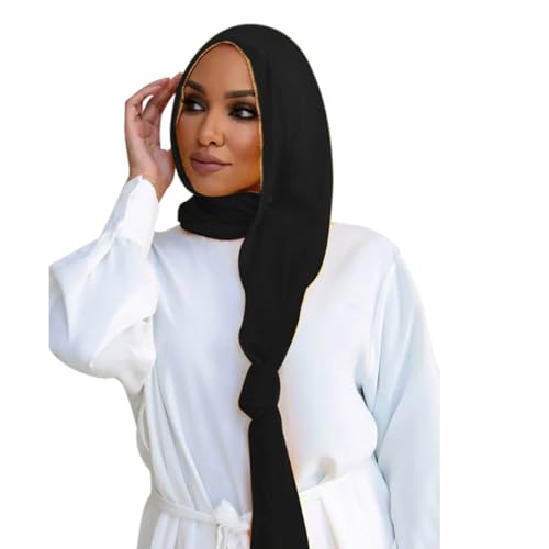 ANKOMINA Women Soft Chiffon Diamond Chain Trim Long Scarf Shawl Muslim Hijab Head Wrap Scarves