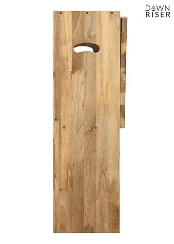 Image of Extended One-Side Folding Teakwood Table - Space-Saving Design, Sturdy Build, Adjustable Height, Multi-Purpose Dining, Work, Study, Easy Assemble, Indoor Outdoor Use - DIY Model - Natural - Dawnriser