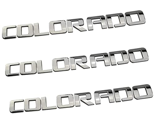 3-Piece Set Colorado Fender Tailgate Badge 3D Logo Emblem Nameplate Letter Truck Replacement For 03-18 Chevrolet Colorado (Silver) #TOP5