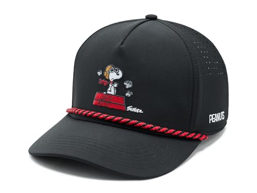 Black Clover Unisex Snoopy Red Baron 5 Panel Mid Rope Adjustable Hat Black One Size