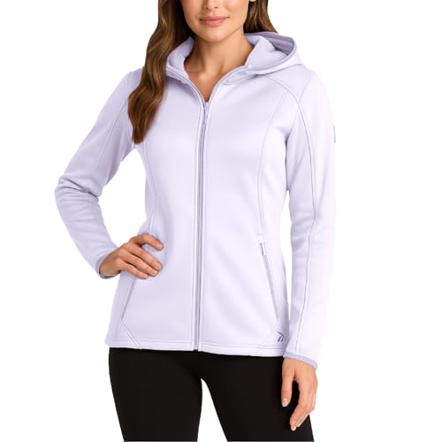 Reebok Womens Jacket - Athletic Performance Softshell Zip Up Fleece Jacket with Hood - Lightweight Jackets for Women, Size Large, Lavender