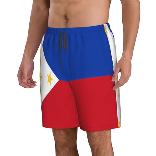 Philippine Flag Men's Beach Pants-Quick-Dry & Comfortable Mens Beach Shorts for Men, Perfect for Surfing and Everyday Wear White2