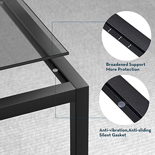 Saygoer Small Side Table Glass End Table With Mesh Storage Shelf For Small Spaces Modern Square Bed Nightstand For Living Room Bedroom Balcony Couch Table With Metal Frame, Easy Assembly,Grey Black #TOP4