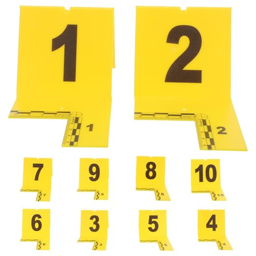 VINTORKY 10pcs Crime Scene Evidence Markers Tents with Scale, Forensic Evidence Number Cards 1-10 for Detective Game Theme Investigation Game Party Decoration