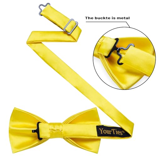 Image of YourTies Bow Ties for Men Pretied Bowties Solid Color Satin Bow Tie Formal Business Tuxedo Wedding Party Prom