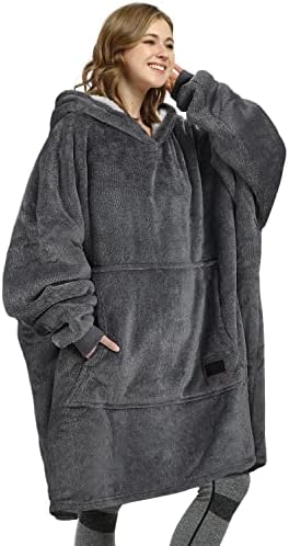 Kato Tirrinia Oversized Hoodie Blanket, Warm Gifts for Women, Cosy Sherpa Sweatshirt, Soft Wearable Fleece Blanket, Giant Hoody Sweater with Front Pocket Adults Friends Pink