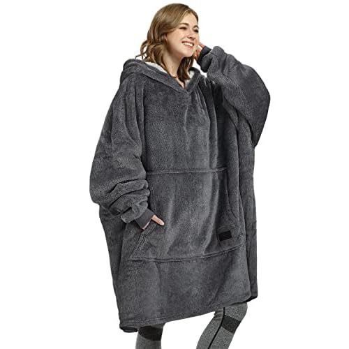 Kato Tirrinia Übergroße Warme Hoodie Sweatshirt Decke, Weiche Flanell Damen Deckenpullover, Komfortable Kapuzenpullover, Gemütlich Geschenke Decke für Erwachsene, Männer, Frauen, Teenager,