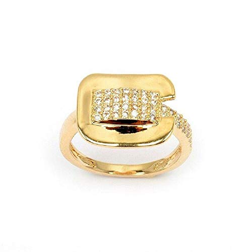 Bague en plaqué or 18 carats et zirconiums brillants sans nickel