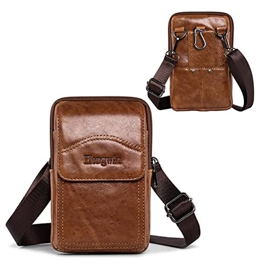 Hengwin Äkta Skinnväska, Crossbody Väska Herr, Bältesväska Telefonhölster, Små Handväskor, Mobiltelefon Hållare Mc, Handväska Brett Axelband För iPhone 12 11 Pro Max XSXR 8 7 6S Plus Samsung Note 10+