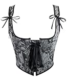 Dreay Corsetto da donna vintage con stampa floreale sottoseno top corsetto vintage disossato cintura corsetto gilet, Nero e grigio., Large