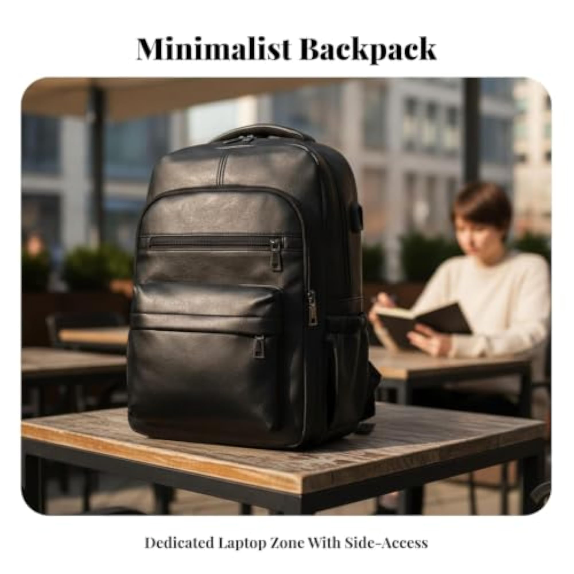 Waterproof Leather Laptop Backpack for Commuters
