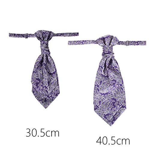Epoint Ascot Cravat Tie For Men Purple Pretied Cravat Tie Handkerchiefs Set Pure Silk Pattern Clip-On Adjustable Christmas Fashion C.b.aq.r.021 Indigo,Whitesmoke,Light Gray #TOP4