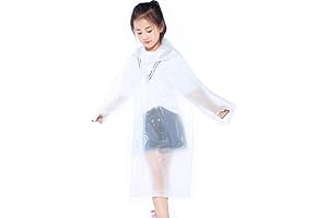 Kids Clear Raincoat - Transparent Reusable Rain Poncho Jacket Slicker for Children Boys and Girls