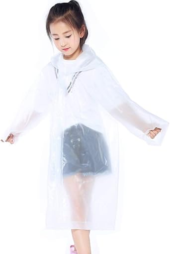 Luckyiren Thicker Reusable Raincoat Rain Poncho Jacket Slicker for Children Boy Girl Kids