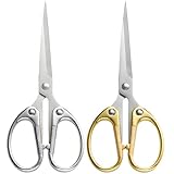 Jaasuee Premium 4.72-inch All Stainless Steel Office Scissors, Ultra-Sharp Multi-Purpose Shears for Fabric, Crafts, and General Use, Gold and Silver, Gold+silver, J5062
