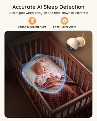 Image of BOIFUN 5.5 inch AI 4MP Baby Monitor Pro Max: App (Wi-FI) and Monitor (No Wi-FI) Control, Upgrade AI Detection (Tummy Sleeping & Face Area), Colorful Night Light, 360 Camera, Motion & Sound Detection