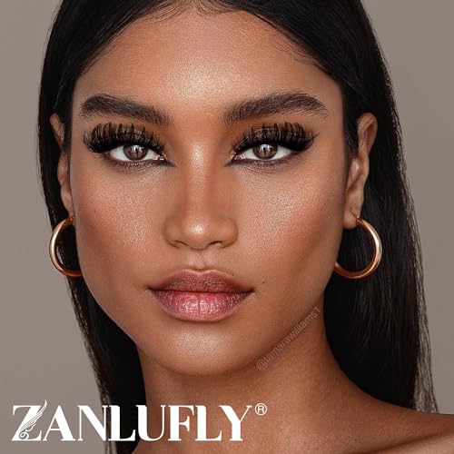 Zanlufly False Eyelashes Fluffy Russian Strip Lashes D Curl Fake Eyelashes Extension Wispy Cat Eye Lashes Handmade Soft Reusable 14 Pairs Lashes Pack thumb #4