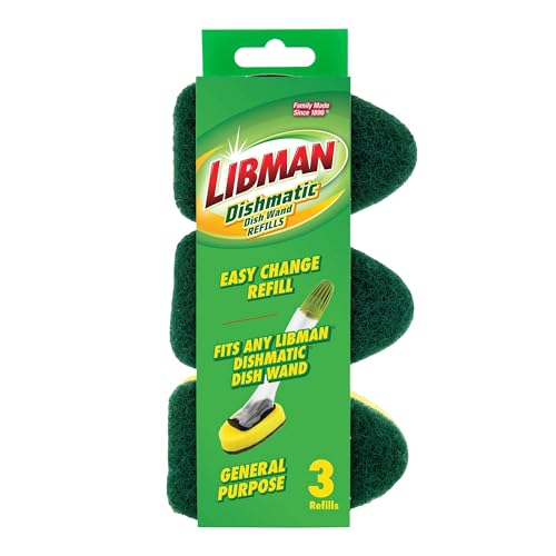 Image of LIBMAN Dish Wand Refills - 3 Pk Dish Wand Sponge Refills - Durable - Non Scratch - Dishmatic Compatible, Fits Dishmatic Dishwands