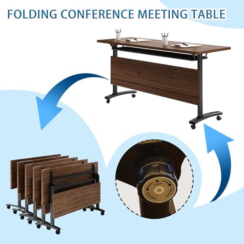 Table de conférence pliante avec plateau rabattable et roulettes - 5