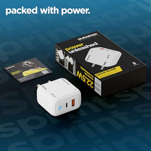 Image of Dubstep Sprint 22.5W Fast Charger with PD & USB Output Supports Samsung, Xiaomi Phones,Nothing, All Android and iPhone (Adaptor Only, White)