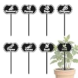 CUTHOLLOW 8PCS Metal Plant Markers Stakes Food Spices with Pattern for Outdoor Indoor, 3.5"x7" Waterproof Cute Garden Plant Labels Signs Tags for Farmhouse Greenhouse Decor - Funny Gardening Gifts