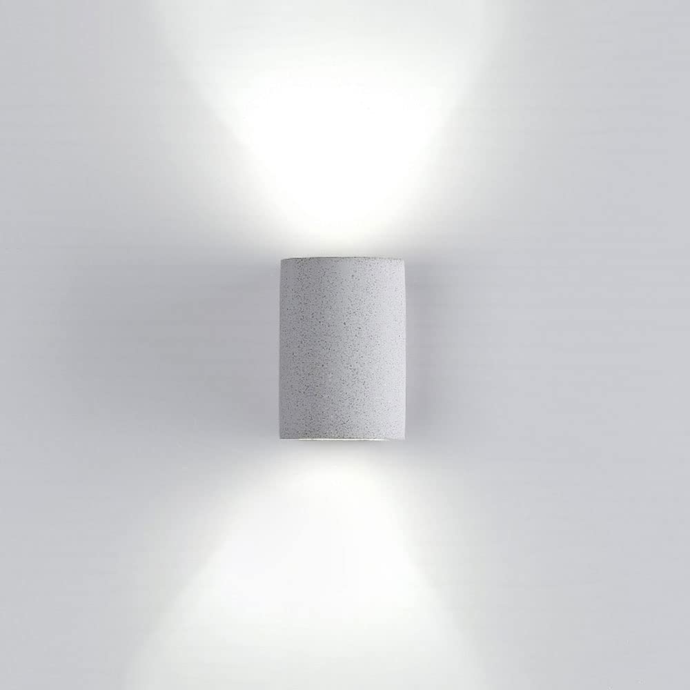 SXSCARKX Cement Wall Lights Up Down Lamp, Indoor Cylindrical Sconce Lighting Fixture, 5W G9 Spotlights for Living Room Bedroom Bedside, Warm White Headboard Lamps (Color : Sandstone)