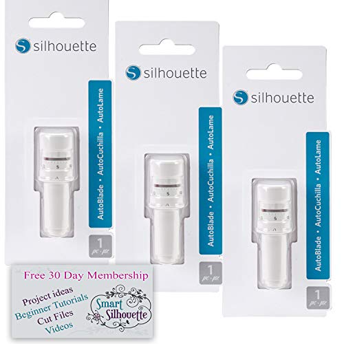 Silhouette Autoblade 3 Pack Replacement Blades for Cameo 3 and Portrait 2- with 30 Day Subscription to Smart-Silhouette