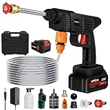 Cordless Pressure Washer - 452PSI Portable Power Washer,1.3GPM Handheld Battery Operated Pressure Washer Gun with Nozzles,Rechargeable High-Pressure Car Wash Cleaner for Fences, Patio,Furniture