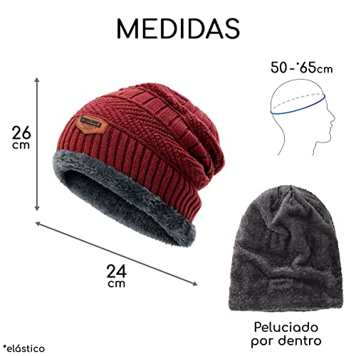 Gorro Frio Extremo Lã Forrado Pelinho Touca Estilosa Feminina Masculino Cores Viagem (Bordô, Único (