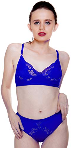 Image of Fashion Comfortz 100% Silk Cotton Lingerie Sets Dark Blue