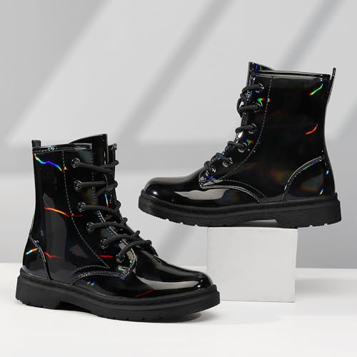 shoeslcoker Girls Ankle Boots with Side Zipper & Lace Up – Stylish Comfort Shoes with Glitter for Toddlers Little Kids & Big Kids4