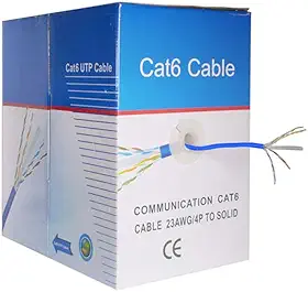 Cabo De Rede Internet Cat6 305 Metros 4 Pares Cftv Utp Lan Cor:Azul