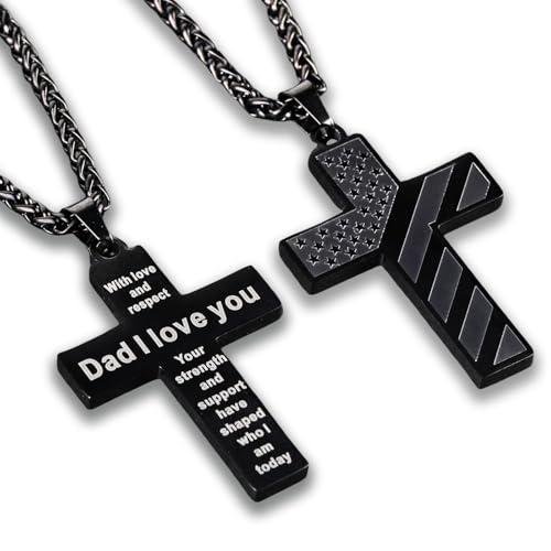 Engraved Cross Necklace for Dad