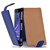Cadorabo Case Compatible with Sony Xperia Z2 in Navy Blue - Flip Style Case Made of Structured Faux Leather - Wallet Etui Cover Pouch PU Leather Flip
