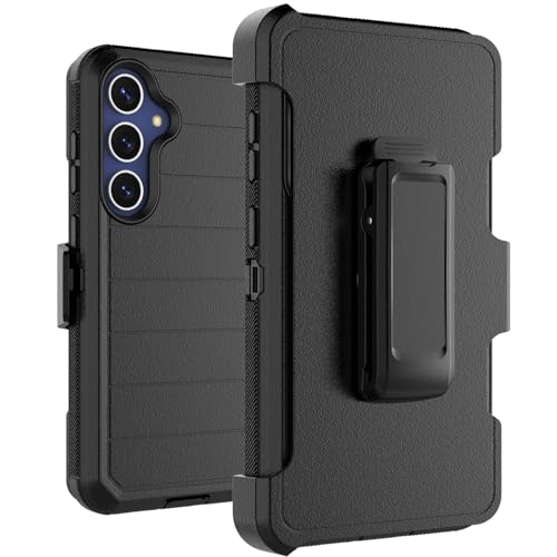 Takfox Galaxy S25 FE 5G Case, for Samsung S25 FE 5G Belt Clip Holster Phone Case [Built-in Screen Protector] Kickstand Protective Rugged Heavy Duty Shockproof Dustproof Durable Cover, Black/Black