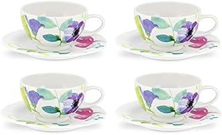 Portmeirion Home & Gifts WG67105-XL Water Garden Breakfast Cup & Saucer-Set of 4