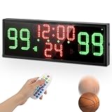 Tabellone segnapunti da pallacanestro senza fili ultra luminoso con batteria ricaricabile integrata, timer di gioco da 12 minuti, doppio display a 99 punteggi, tabellone segnapunti a LED portatile e