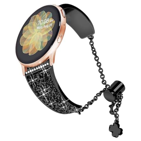 YOFUNTLE Compatible for Samsung Galaxy Watch 6/5/4 Band 40mm 44mm, Active 2 Bands,Women Bling Bracelet Adjustable Replacement Strap Wristband for Galaxy Watch 6 Classic/5 Pro/4 Classic/Watch 3 41mm Cover