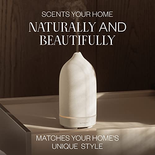 Vitruvi Stone Diffuser, Ceramic Ultrasonic Essential Oil Diffuser For Aromatherapy, White, 90Ml Capacity #TOP3