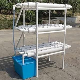 MERIDIAN 3-Tier Growing System Kit 108 Growing Spots Vegetable Hydroponic System Growing Kit PVC Pipe Soilless Growing System Hydroponic Kits for Leafy Vegetables.