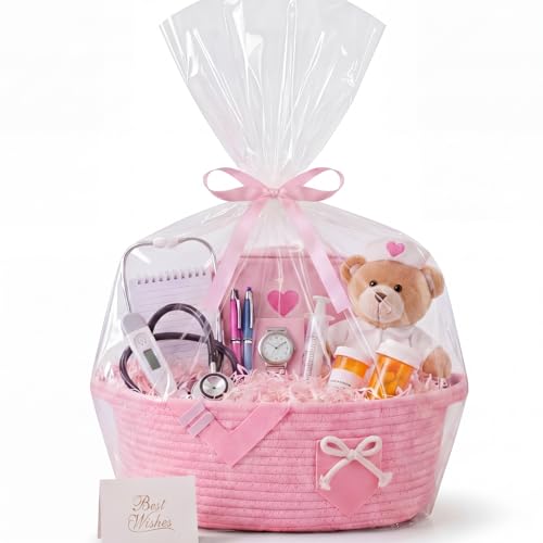 Colingmill Nurses Appreciation Basket for Gift Empty to Fill, Pink