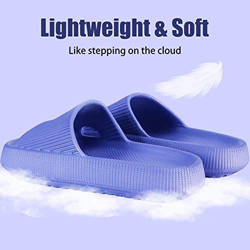 rosyclo Cloud Slipper for Female and Male, Unisex Cute Pillow Cozi Massage Shower Bathroom Non-Slip Open Toe Home House Cloud Sandals Lady Platform Shoes, Lavender